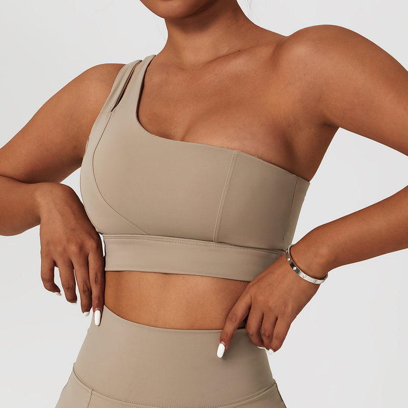 Ribbed One Shoulder Yoga Bra