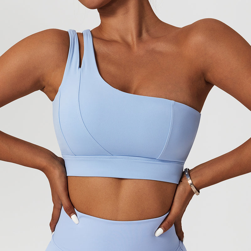 Ribbed One Shoulder Yoga Bra